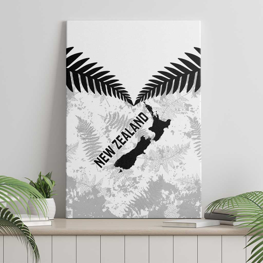 Custom New Zealand Silver Fern Football Canvas Wall Art Go Aotearoa Grunge White - Aussie Hoodie