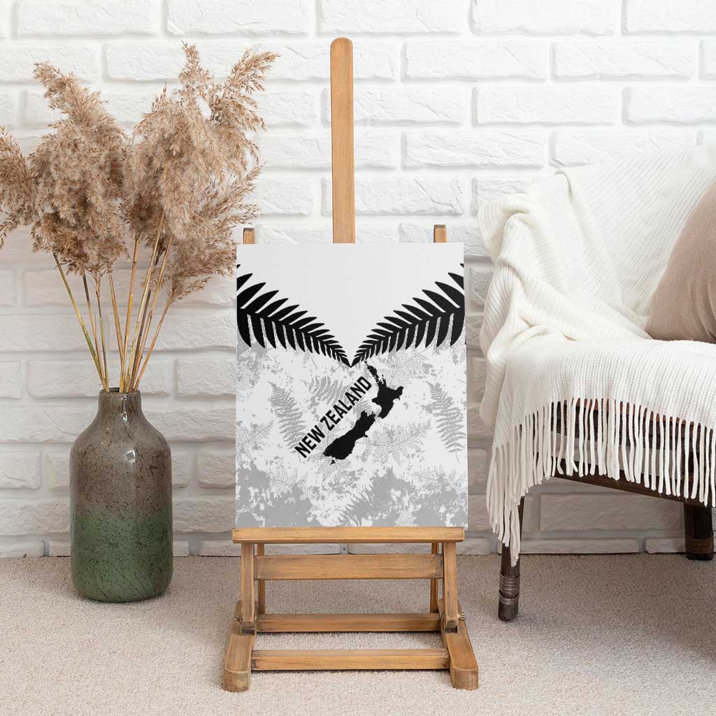 Custom New Zealand Silver Fern Football Canvas Wall Art Go Aotearoa Grunge White - Aussie Hoodie
