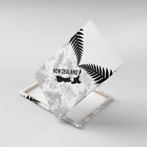 Custom New Zealand Silver Fern Football Canvas Wall Art Go Aotearoa Grunge White - Aussie Hoodie