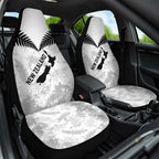 Custom New Zealand Silver Fern Football Car Seat Cover Go Aotearoa Grunge White - Aussie Hoodie