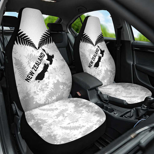 Custom New Zealand Silver Fern Football Car Seat Cover Go Aotearoa Grunge White - Aussie Hoodie