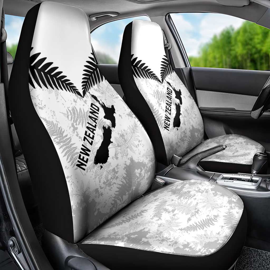 Custom New Zealand Silver Fern Football Car Seat Cover Go Aotearoa Grunge White - Aussie Hoodie