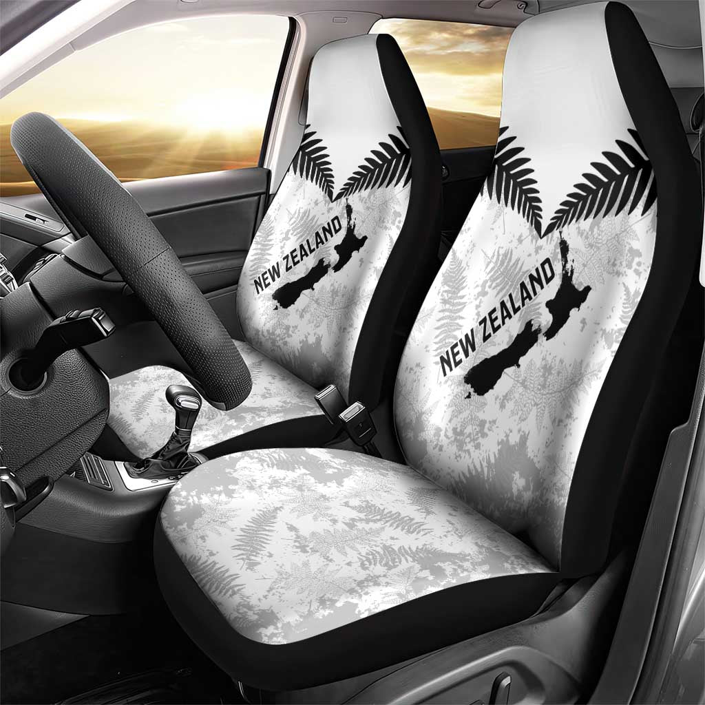 Custom New Zealand Silver Fern Football Car Seat Cover Go Aotearoa Grunge White - Aussie Hoodie