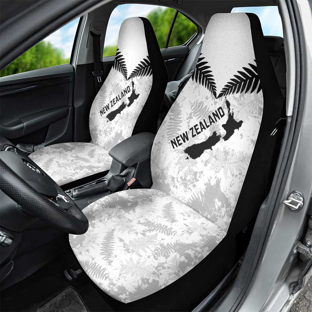 Custom New Zealand Silver Fern Football Car Seat Cover Go Aotearoa Grunge White - Aussie Hoodie
