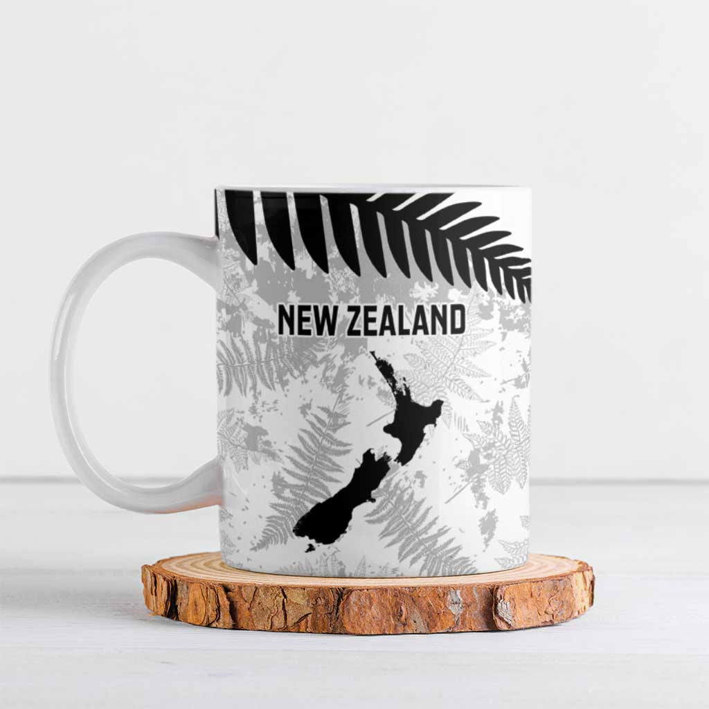 Custom New Zealand Silver Fern Football Ceramic Mug Go Aotearoa Grunge White - Aussie Hoodie