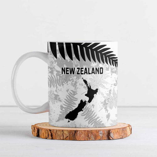 Custom New Zealand Silver Fern Football Ceramic Mug Go Aotearoa Grunge White - Aussie Hoodie
