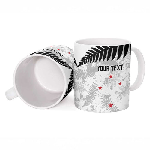 Custom New Zealand Silver Fern Football Ceramic Mug Go Aotearoa Grunge White - Aussie Hoodie
