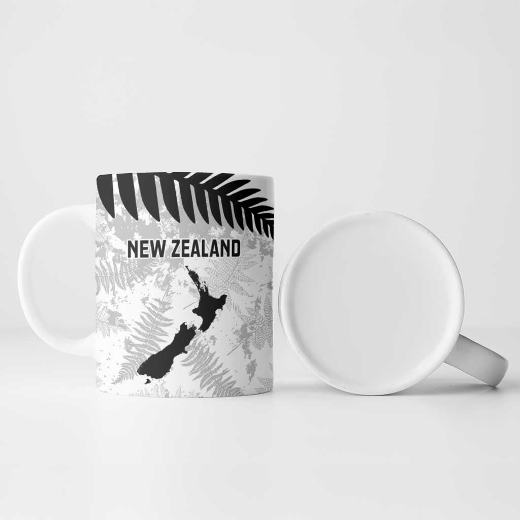 Custom New Zealand Silver Fern Football Ceramic Mug Go Aotearoa Grunge White - Aussie Hoodie