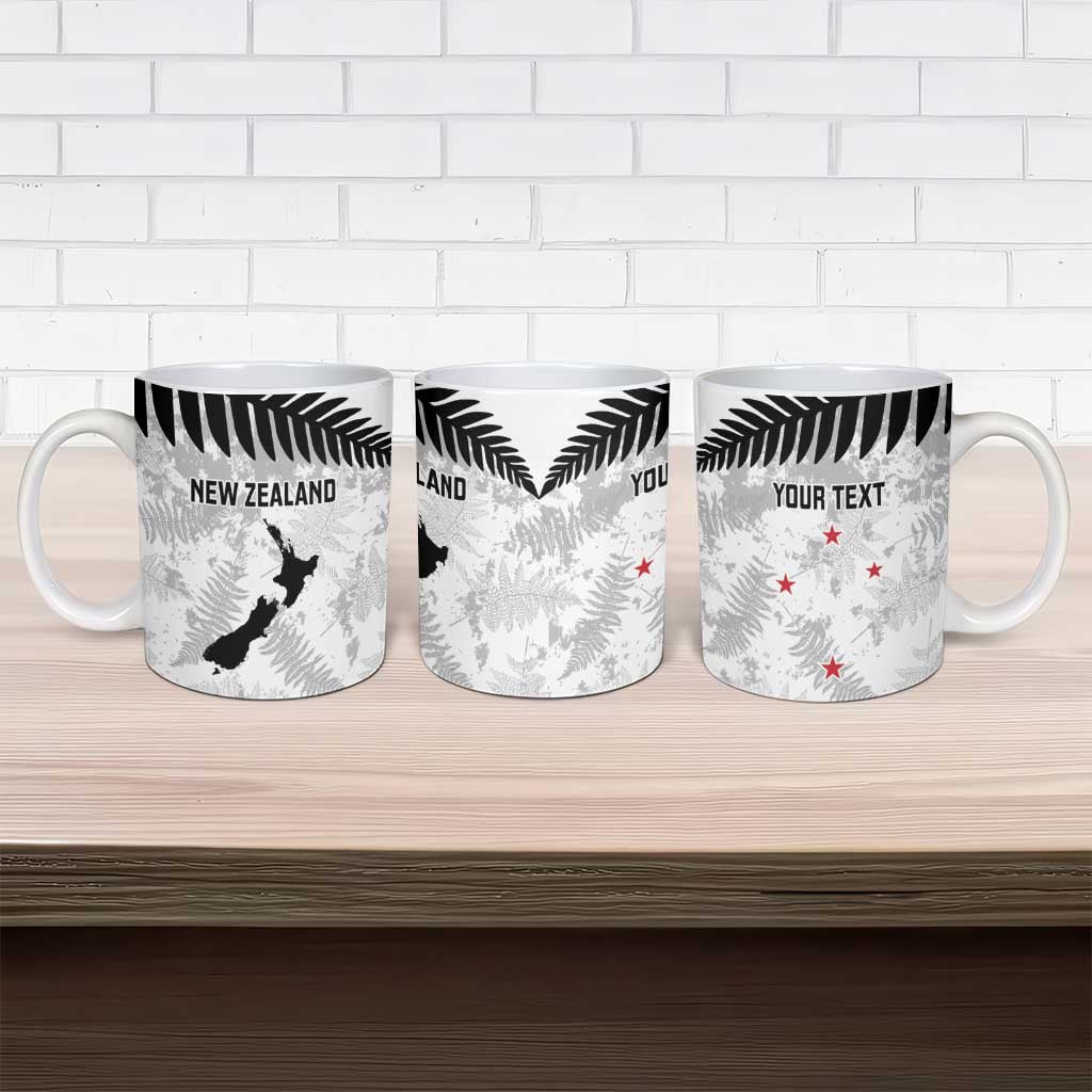 Custom New Zealand Silver Fern Football Ceramic Mug Go Aotearoa Grunge White - Aussie Hoodie