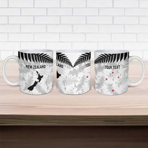 Custom New Zealand Silver Fern Football Ceramic Mug Go Aotearoa Grunge White - Aussie Hoodie