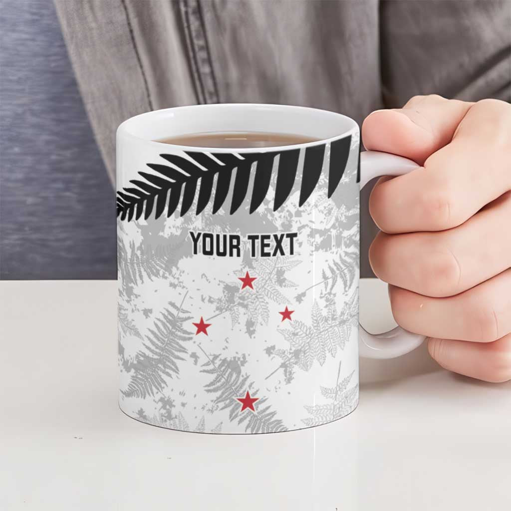 Custom New Zealand Silver Fern Football Ceramic Mug Go Aotearoa Grunge White - Aussie Hoodie