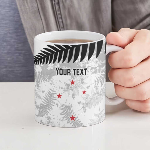 Custom New Zealand Silver Fern Football Ceramic Mug Go Aotearoa Grunge White - Aussie Hoodie