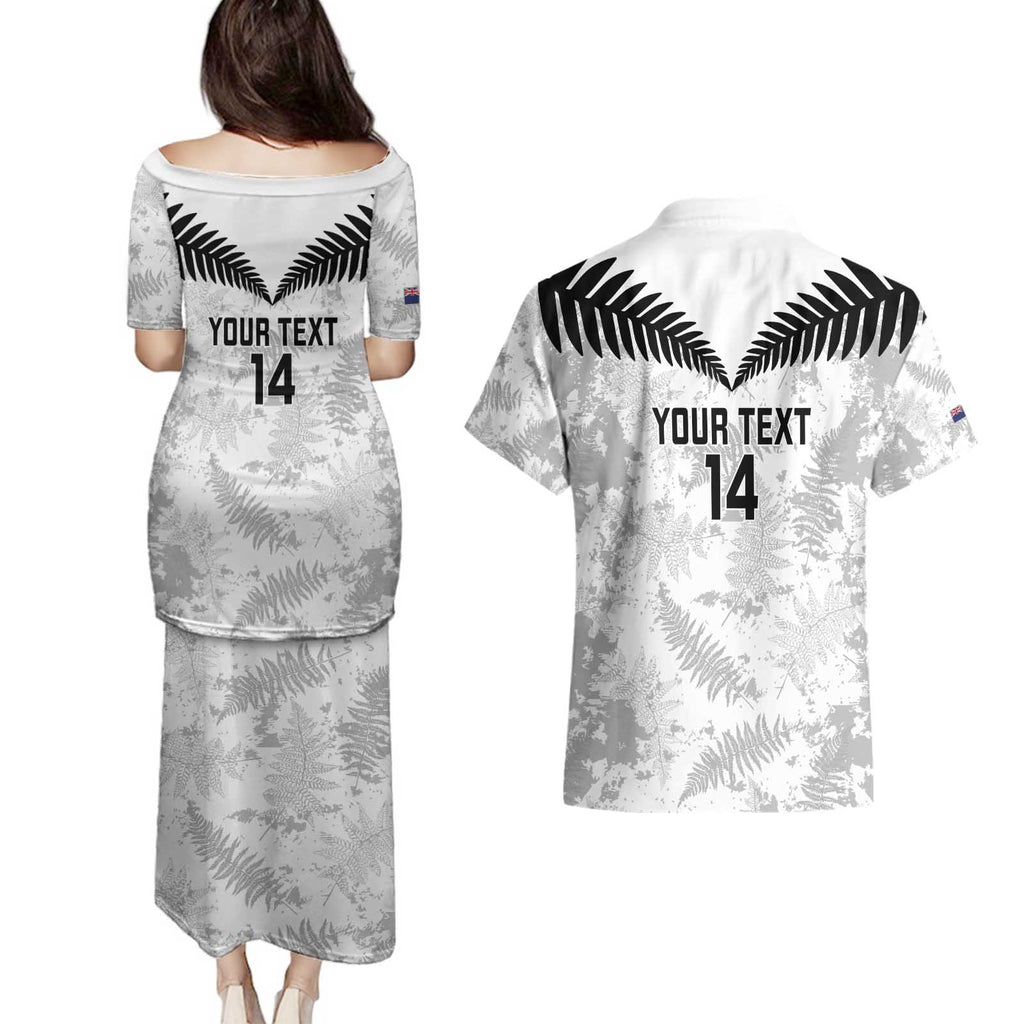 Custom New Zealand Silver Fern Football Couples Matching Puletasi and Hawaiian Shirt Go Aotearoa Grunge White - Aussie Hoodie