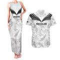Custom New Zealand Silver Fern Football Couples Matching Tank Maxi Dress and Hawaiian Shirt Go Aotearoa Grunge White - Aussie Hoodie