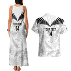 Custom New Zealand Silver Fern Football Couples Matching Tank Maxi Dress and Hawaiian Shirt Go Aotearoa Grunge White - Aussie Hoodie