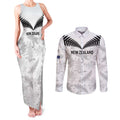 Custom New Zealand Silver Fern Football Couples Matching Tank Maxi Dress and Long Sleeve Button Shirt Go Aotearoa Grunge White - Aussie Hoodie