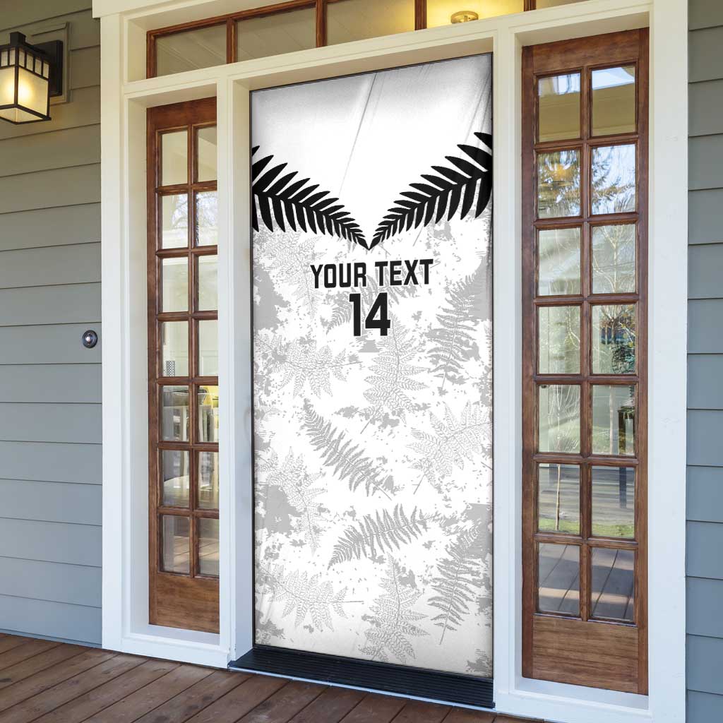 Custom New Zealand Silver Fern Football Door Cover Go Aotearoa Grunge White - Aussie Hoodie