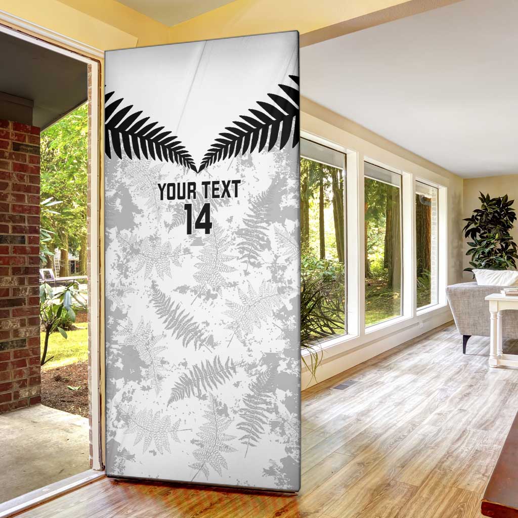 Custom New Zealand Silver Fern Football Door Cover Go Aotearoa Grunge White - Aussie Hoodie