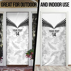 Custom New Zealand Silver Fern Football Door Cover Go Aotearoa Grunge White - Aussie Hoodie