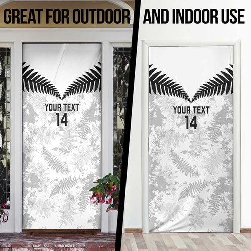 Custom New Zealand Silver Fern Football Door Cover Go Aotearoa Grunge White - Aussie Hoodie