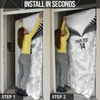 Custom New Zealand Silver Fern Football Door Cover Go Aotearoa Grunge White - Aussie Hoodie