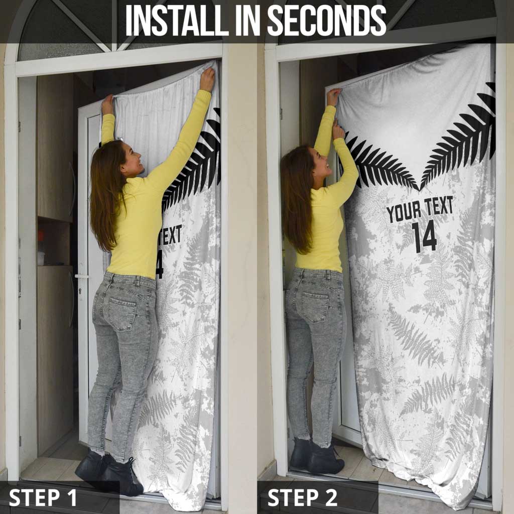 Custom New Zealand Silver Fern Football Door Cover Go Aotearoa Grunge White - Aussie Hoodie