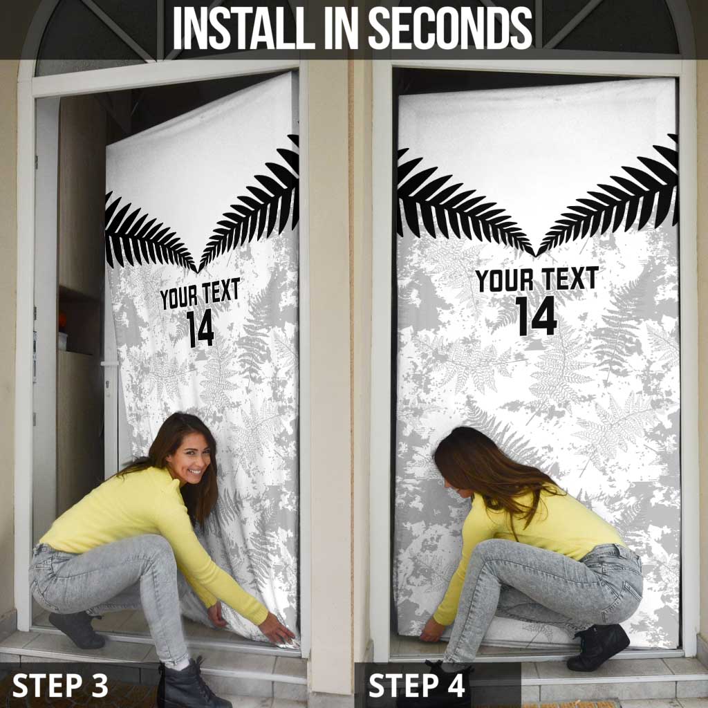 Custom New Zealand Silver Fern Football Door Cover Go Aotearoa Grunge White - Aussie Hoodie