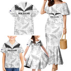 Custom New Zealand Silver Fern Football Family Matching Mermaid Dress and Hawaiian Shirt Go Aotearoa Grunge White - Aussie Hoodie