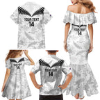 Custom New Zealand Silver Fern Football Family Matching Mermaid Dress and Hawaiian Shirt Go Aotearoa Grunge White - Aussie Hoodie