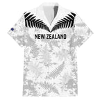 Custom New Zealand Silver Fern Football Family Matching Off The Shoulder Long Sleeve Dress and Hawaiian Shirt Go Aotearoa Grunge White - Aussie Hoodie