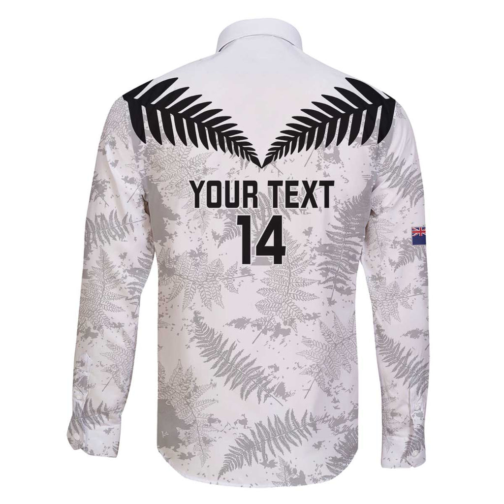 Custom New Zealand Silver Fern Football Family Matching Off The Shoulder Long Sleeve Dress and Hawaiian Shirt Go Aotearoa Grunge White - Aussie Hoodie