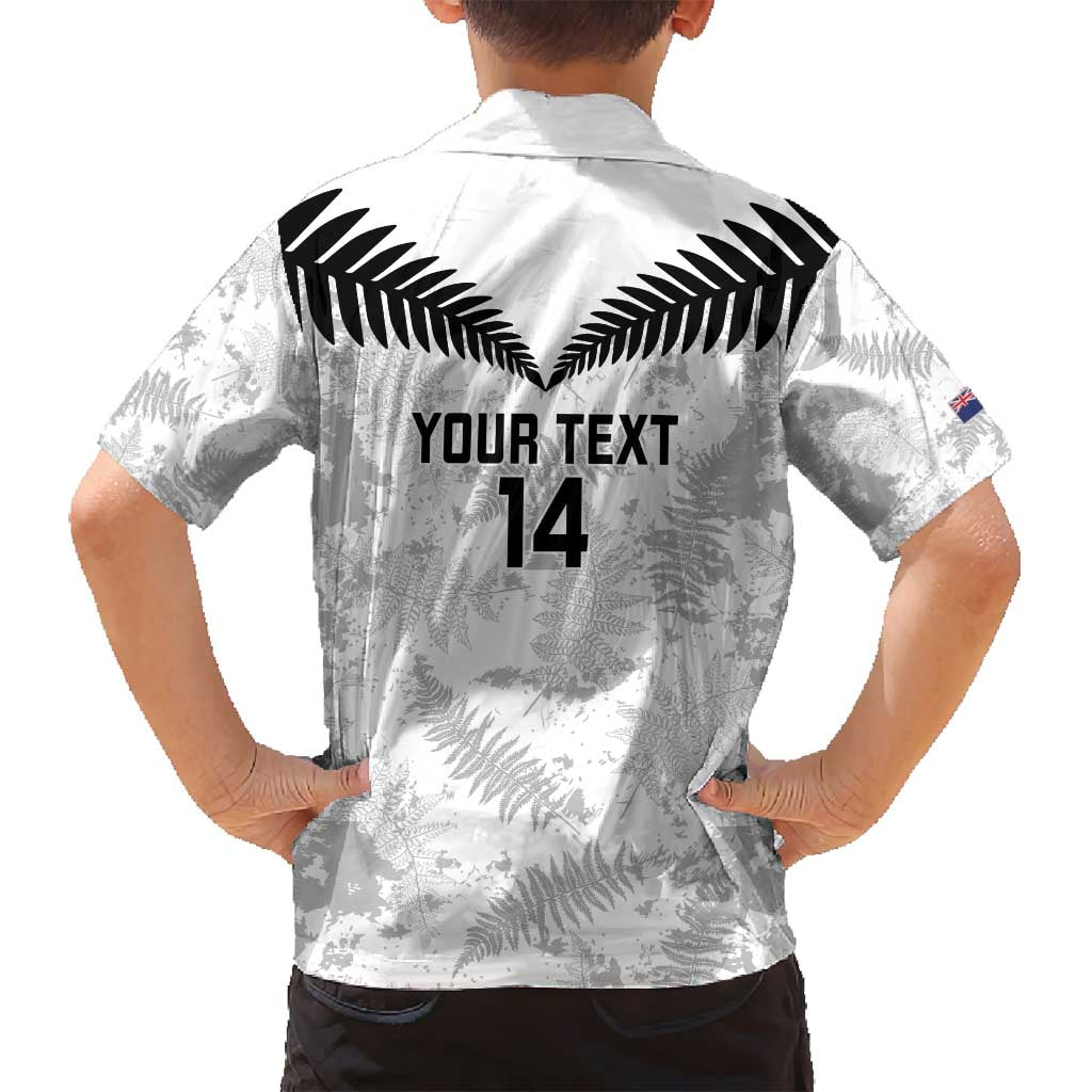 Custom New Zealand Silver Fern Football Family Matching Off Shoulder Maxi Dress and Hawaiian Shirt Go Aotearoa Grunge White - Aussie Hoodie