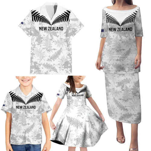 Custom New Zealand Silver Fern Football Family Matching Puletasi and Hawaiian Shirt Go Aotearoa Grunge White - Aussie Hoodie
