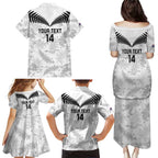 Custom New Zealand Silver Fern Football Family Matching Puletasi and Hawaiian Shirt Go Aotearoa Grunge White - Aussie Hoodie
