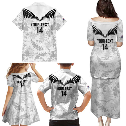 Custom New Zealand Silver Fern Football Family Matching Puletasi and Hawaiian Shirt Go Aotearoa Grunge White - Aussie Hoodie
