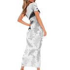 Custom New Zealand Silver Fern Football Family Matching Short Sleeve Bodycon Dress and Hawaiian Shirt Go Aotearoa Grunge White - Aussie Hoodie
