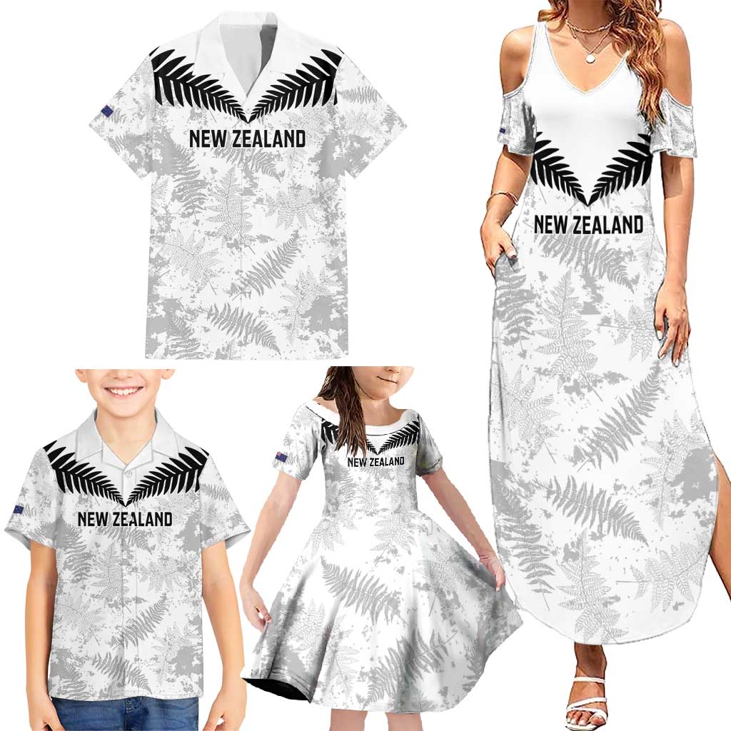 Custom New Zealand Silver Fern Football Family Matching Summer Maxi Dress and Hawaiian Shirt Go Aotearoa Grunge White - Aussie Hoodie
