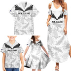 Custom New Zealand Silver Fern Football Family Matching Summer Maxi Dress and Hawaiian Shirt Go Aotearoa Grunge White - Aussie Hoodie