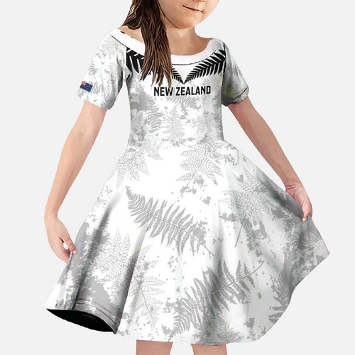 Custom New Zealand Silver Fern Football Family Matching Summer Maxi Dress and Hawaiian Shirt Go Aotearoa Grunge White - Aussie Hoodie