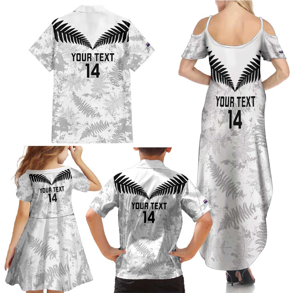 Custom New Zealand Silver Fern Football Family Matching Summer Maxi Dress and Hawaiian Shirt Go Aotearoa Grunge White - Aussie Hoodie