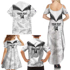 Custom New Zealand Silver Fern Football Family Matching Summer Maxi Dress and Hawaiian Shirt Go Aotearoa Grunge White - Aussie Hoodie