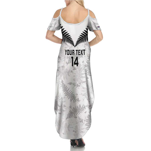 Custom New Zealand Silver Fern Football Family Matching Summer Maxi Dress and Hawaiian Shirt Go Aotearoa Grunge White - Aussie Hoodie