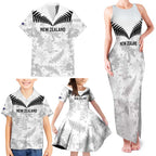 Custom New Zealand Silver Fern Football Family Matching Tank Maxi Dress and Hawaiian Shirt Go Aotearoa Grunge White - Aussie Hoodie