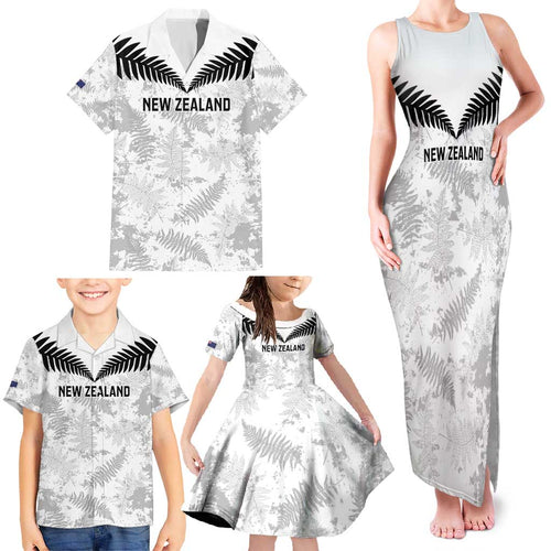 Custom New Zealand Silver Fern Football Family Matching Tank Maxi Dress and Hawaiian Shirt Go Aotearoa Grunge White - Aussie Hoodie