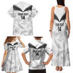 Custom New Zealand Silver Fern Football Family Matching Tank Maxi Dress and Hawaiian Shirt Go Aotearoa Grunge White - Aussie Hoodie