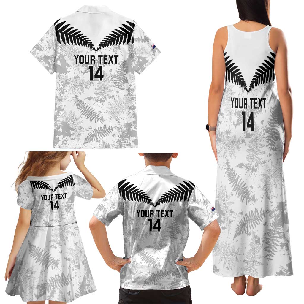 Custom New Zealand Silver Fern Football Family Matching Tank Maxi Dress and Hawaiian Shirt Go Aotearoa Grunge White - Aussie Hoodie