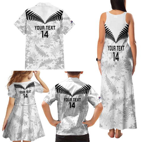Custom New Zealand Silver Fern Football Family Matching Tank Maxi Dress and Hawaiian Shirt Go Aotearoa Grunge White - Aussie Hoodie