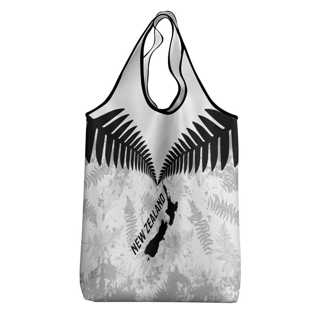 Custom New Zealand Silver Fern Football Grocery Bag Go Aotearoa Grunge White - Aussie Hoodie