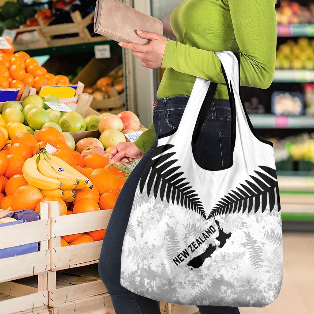 Custom New Zealand Silver Fern Football Grocery Bag Go Aotearoa Grunge White - Aussie Hoodie