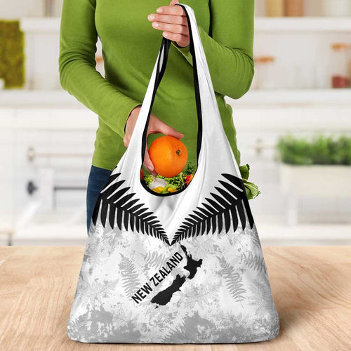 Custom New Zealand Silver Fern Football Grocery Bag Go Aotearoa Grunge White - Aussie Hoodie